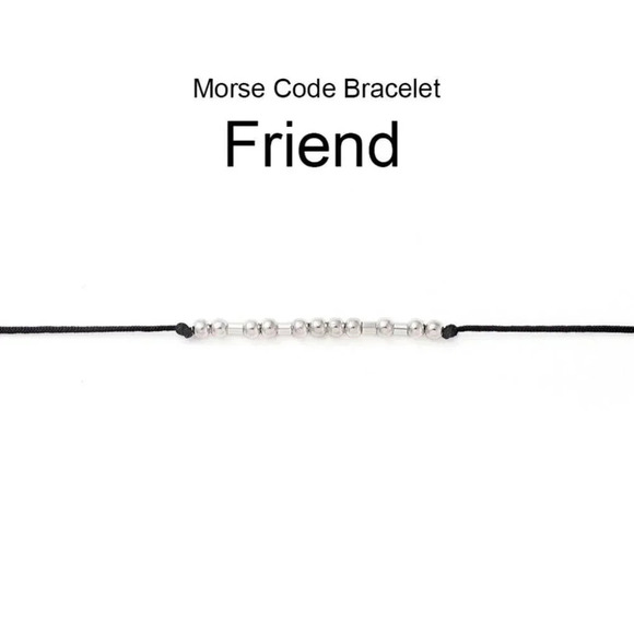 Inspirational Friend Handcrafted Silver Black Unisex Morse Code Bracelet - Picture 1 of 5
